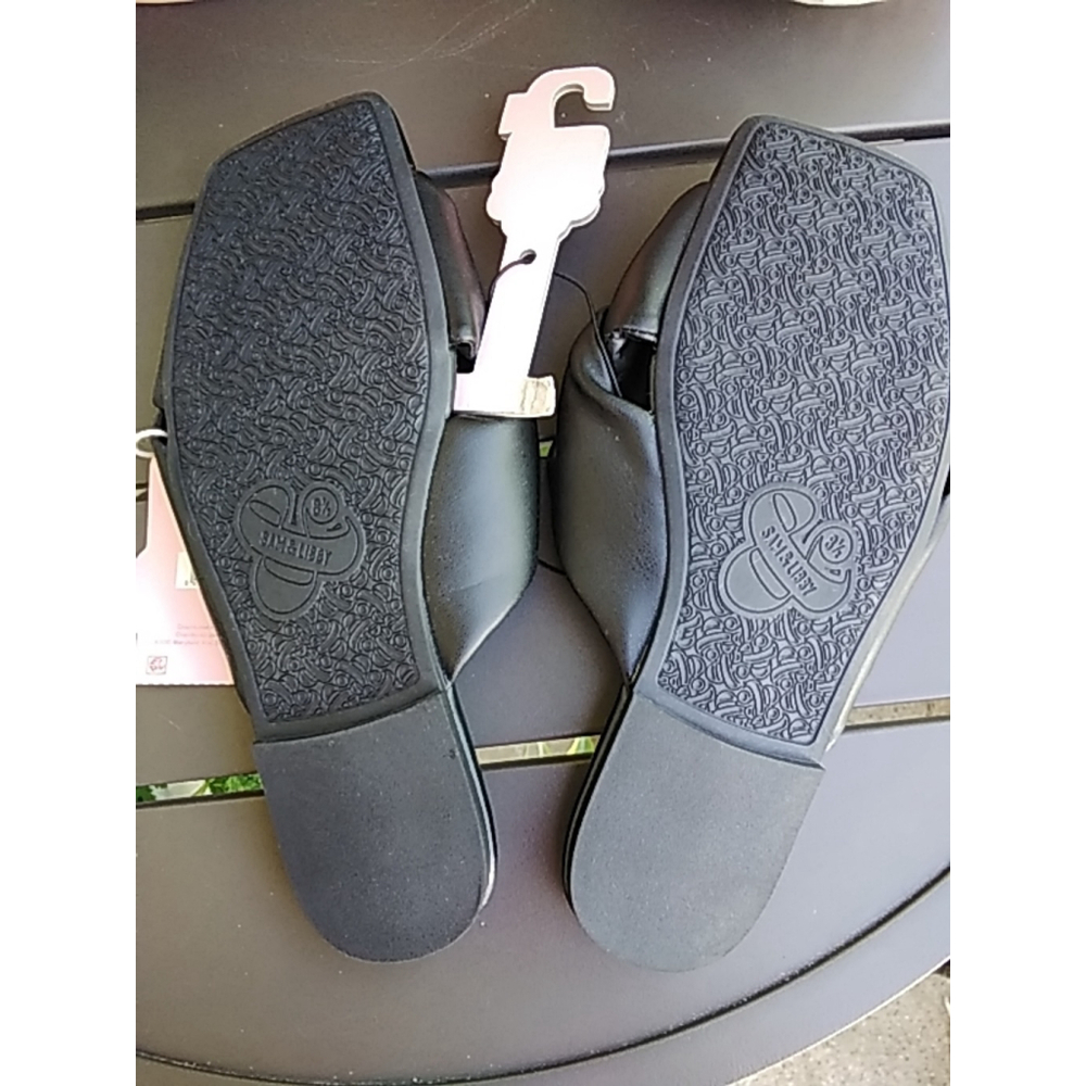Sam & Libby 8.5 NWT Black Square Toe Bow Slide Sandals Chic Travel Festival - Picture 4 of 9